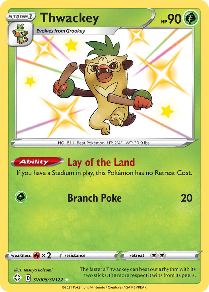 Thwackey – Shining Fates Shiny Vault SV005/SV122 Pokémon card