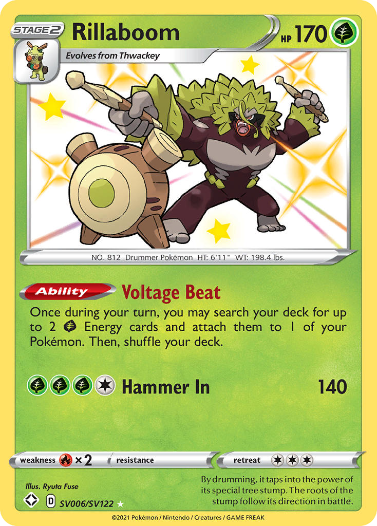 Rillaboom – Shining Fates Shiny Vault SV006/SV122 Pokémon card