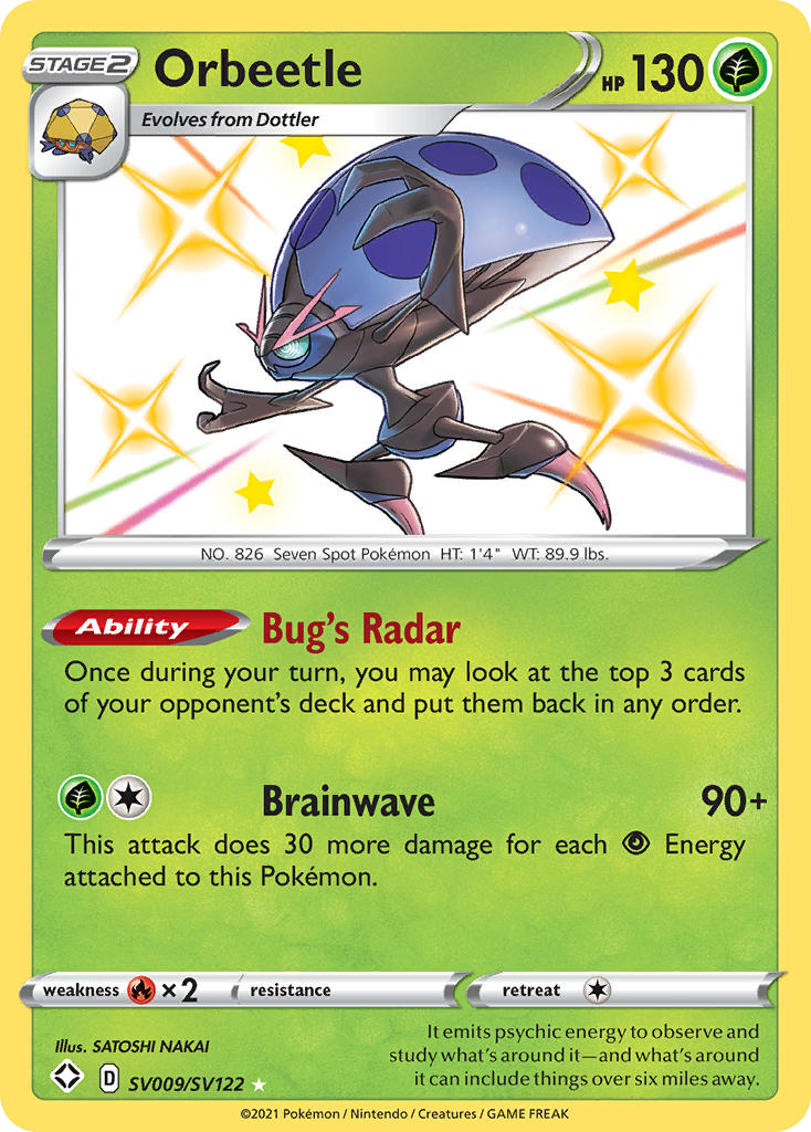 Orbeetle – Shining Fates Shiny Vault SV009/SV122 Pokémon card