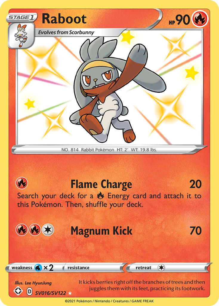 Raboot – Shining Fates Shiny Vault SV016/SV122 Pokémon card
