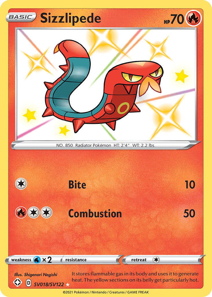 Sizzlipede – Shining Fates Shiny Vault SV018/SV122 Pokémon card