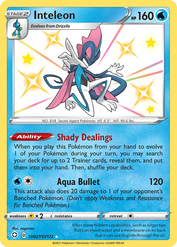 Inteleon – Shining Fates Shiny Vault SV027/SV122 Pokémon card