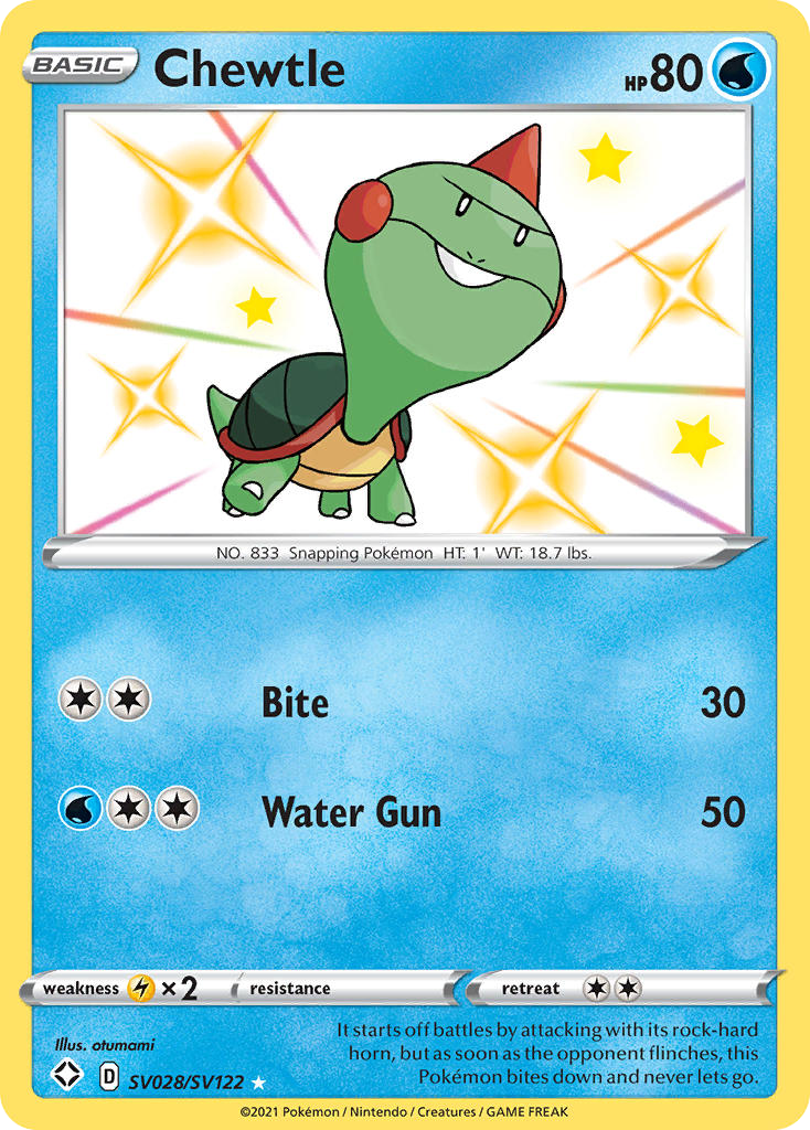 Chewtle – Shining Fates Shiny Vault SV028/SV122 Pokémon card