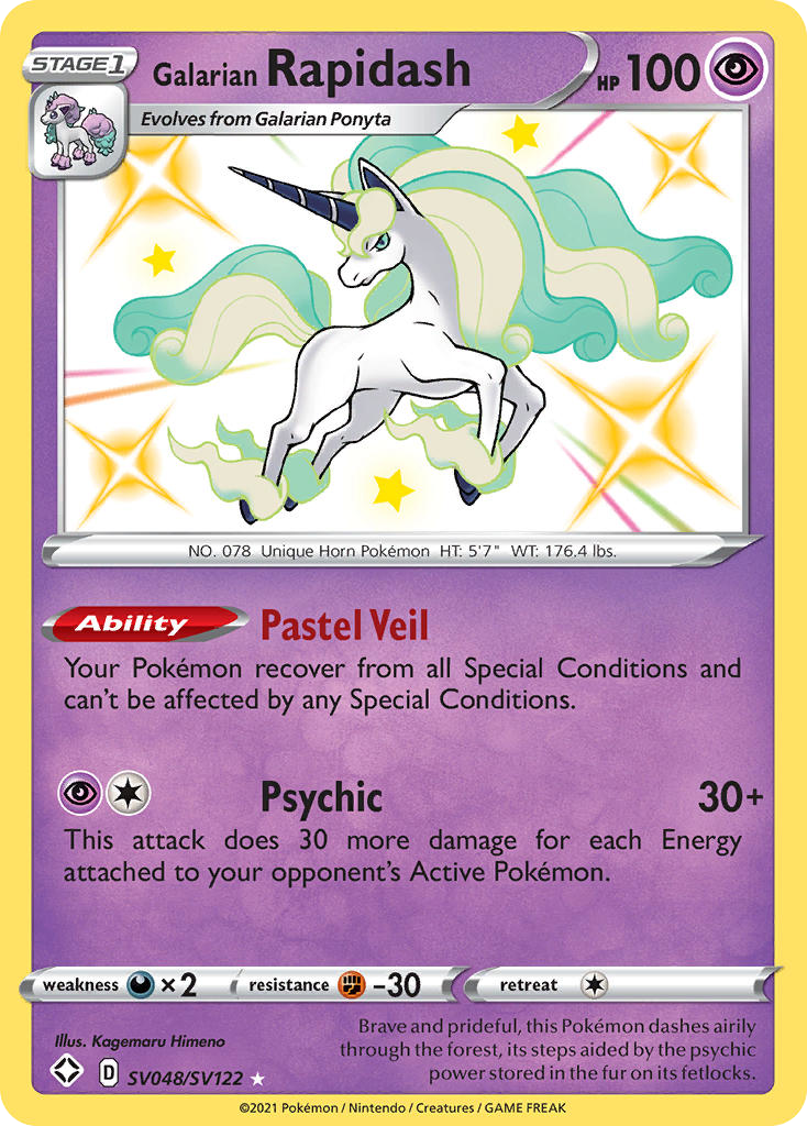 Galarian Rapidash – Shining Fates Shiny Vault SV048/SV122 Pokémon card