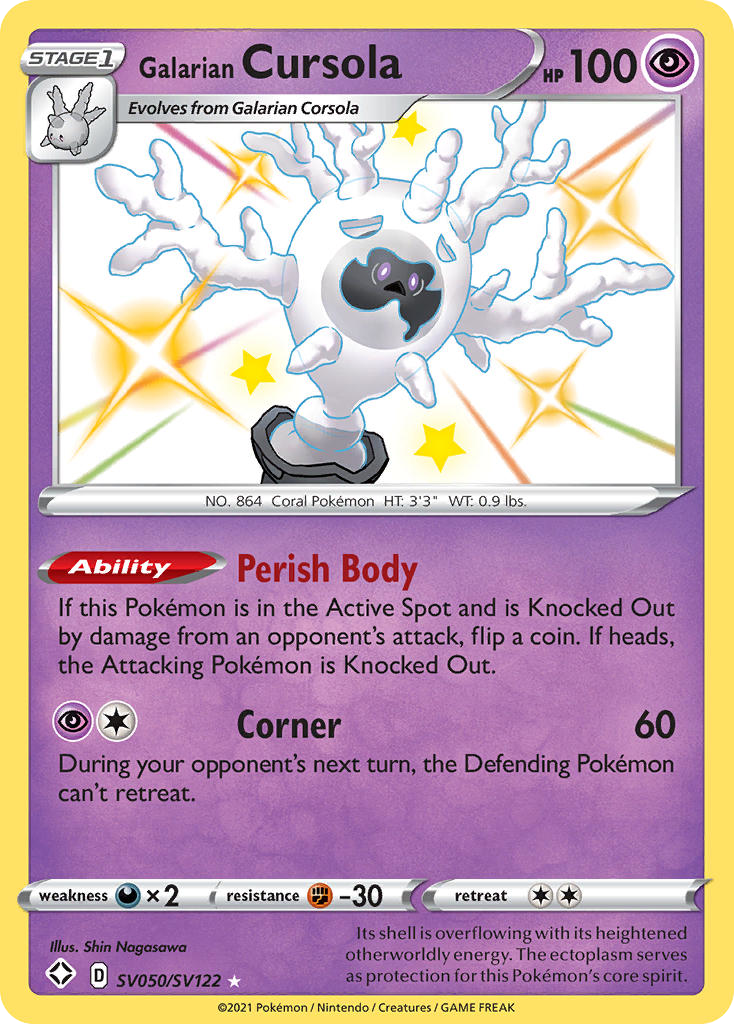 Galarian Cursola – Shining Fates Shiny Vault SV050/SV122 Pokémon card
