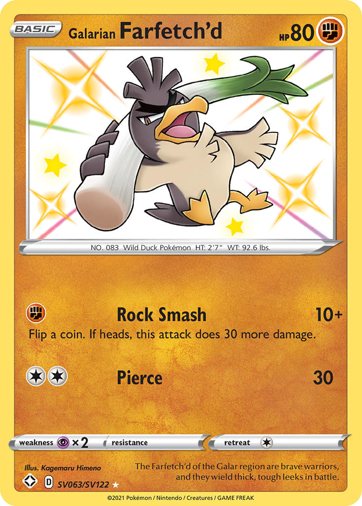 Galarian Farfetch'd – Shining Fates Shiny Vault SV063/SV122 Pokémon card