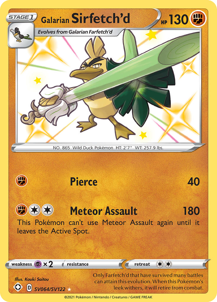 Galarian Sirfetch'd – Shining Fates Shiny Vault SV064/SV122 Pokémon card
