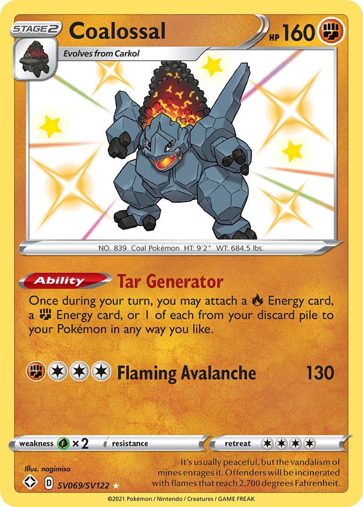 Coalossal – Shining Fates Shiny Vault SV069/SV122 Pokémon card