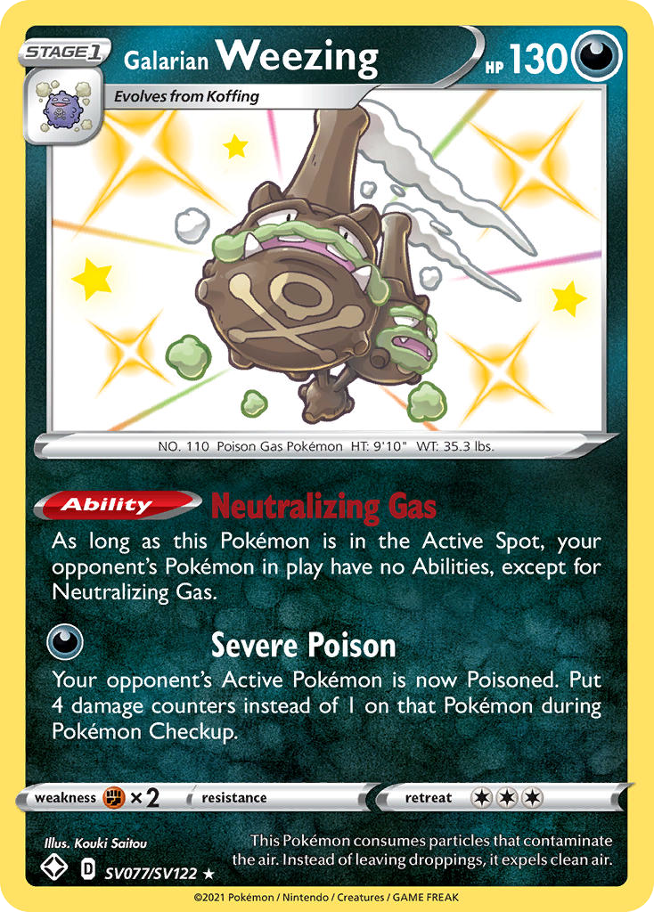 Galarian Weezing – Shining Fates Shiny Vault SV077/SV122 Pokémon card