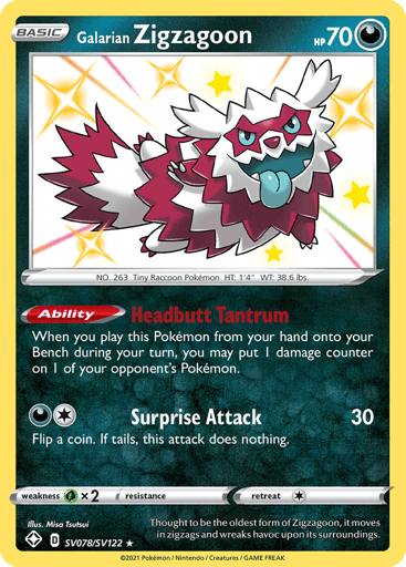 Galarian Zigzagoon - Shining Fates Shiny Vault SV078