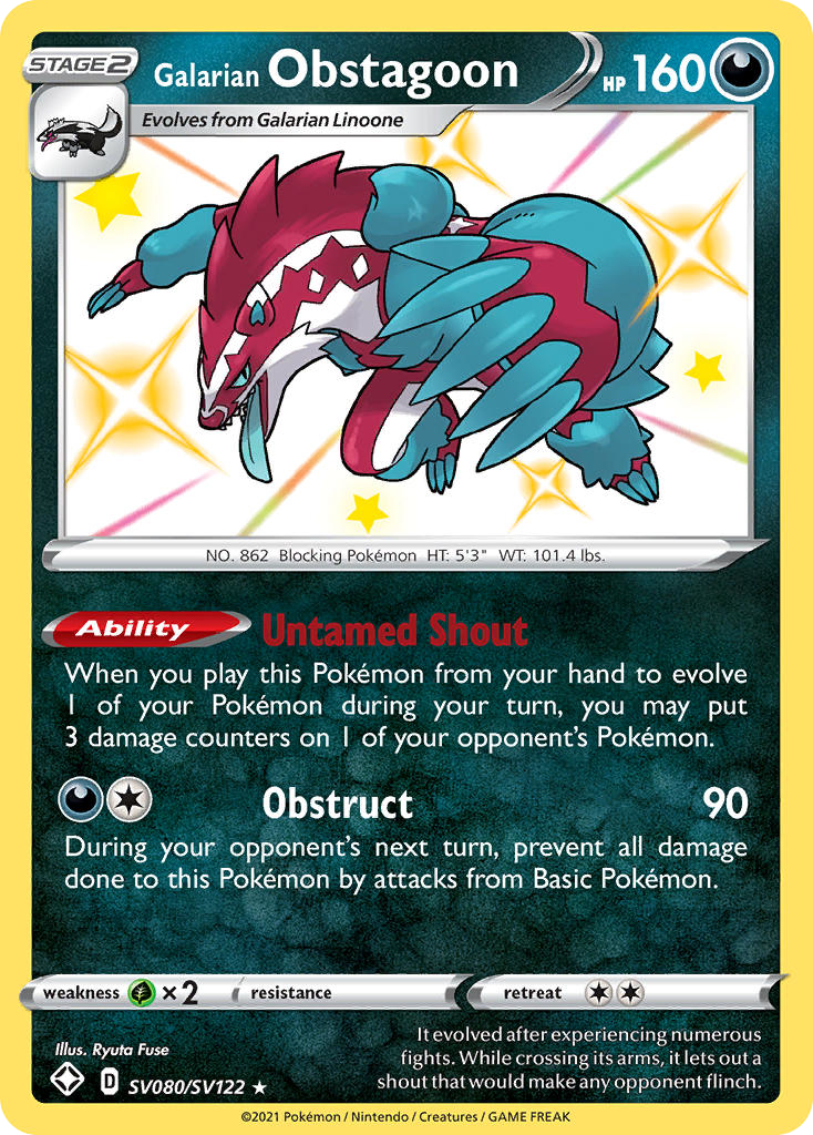 Galarian Obstagoon – Shining Fates Shiny Vault SV080/SV122 Pokémon card