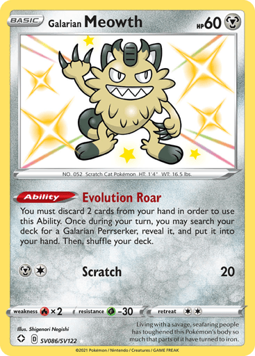 Galarian Meowth - Shining Fates Shiny Vault SV086