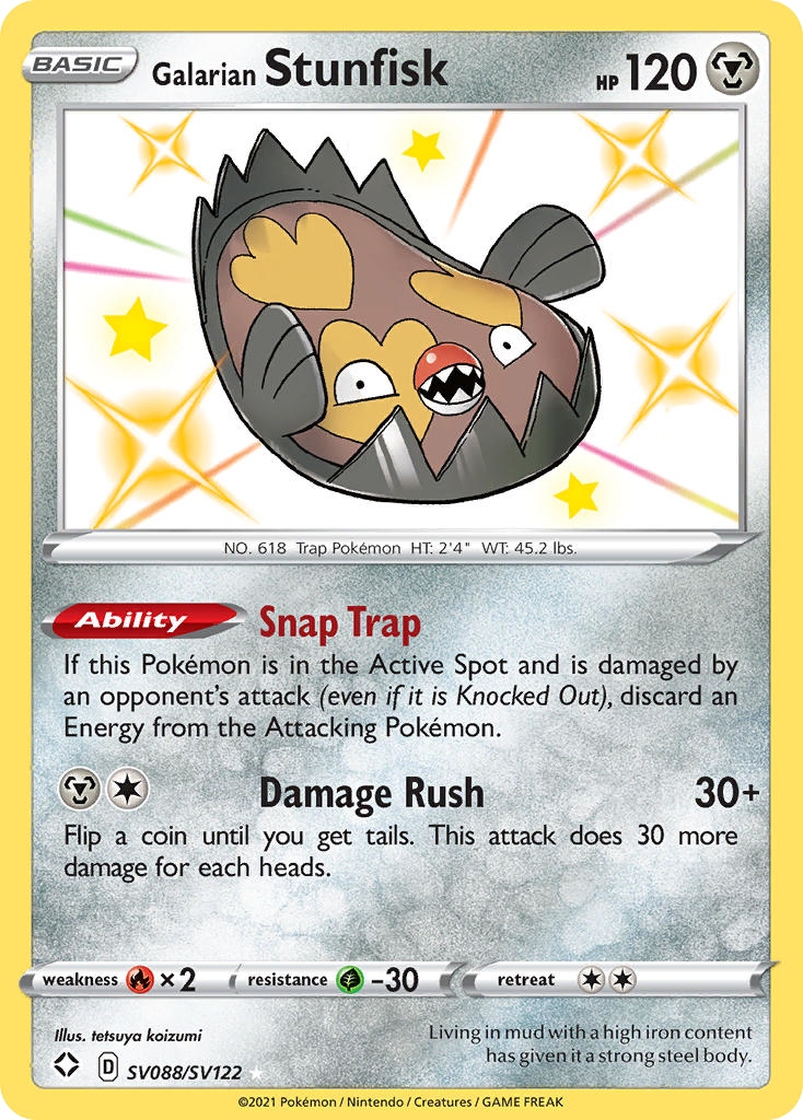 Galarian Stunfisk – Shining Fates Shiny Vault SV088/SV122 Pokémon card
