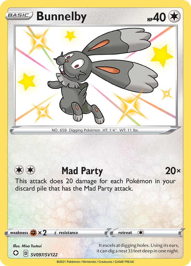 Bunnelby – Shining Fates Shiny Vault SV097/SV122 Pokémon card