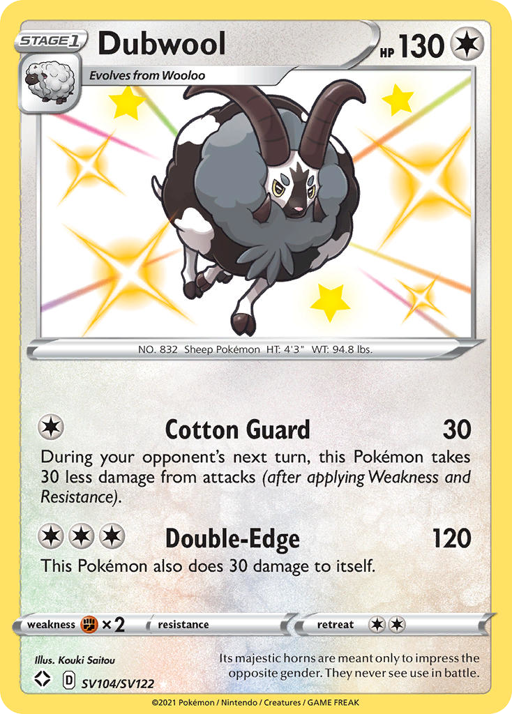 Dubwool – Shining Fates Shiny Vault SV104/SV122 Pokémon card
