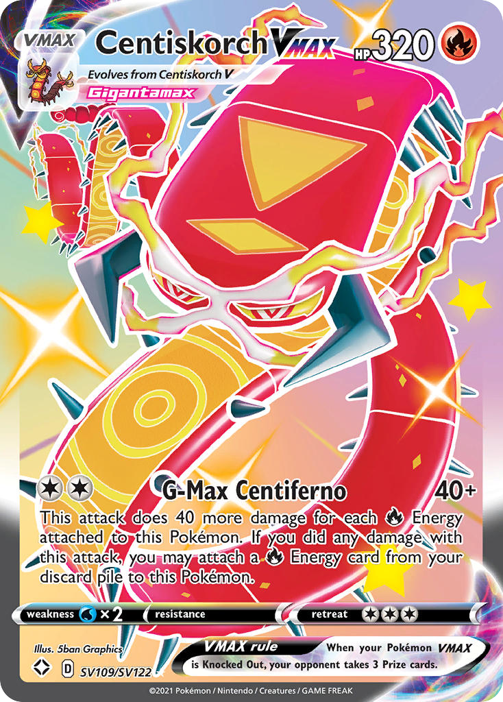 Centiskorch VMAX – Shining Fates Shiny Vault SV109/SV122 Pokémon card
