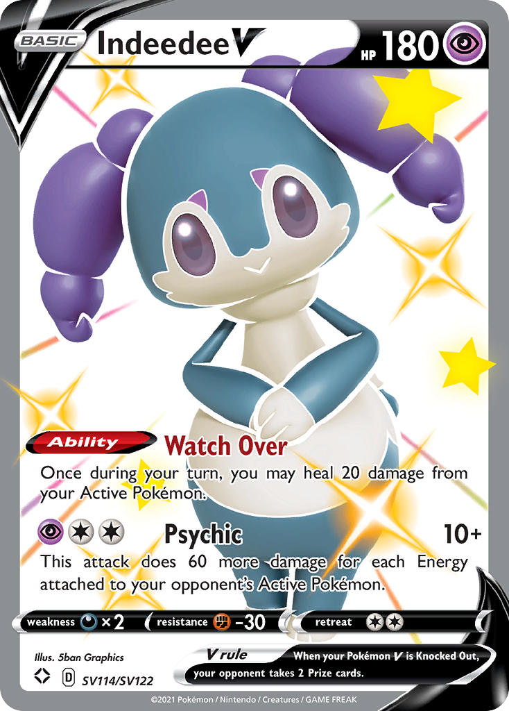 Indeedee V – Shining Fates Shiny Vault SV114/SV122 Pokémon card