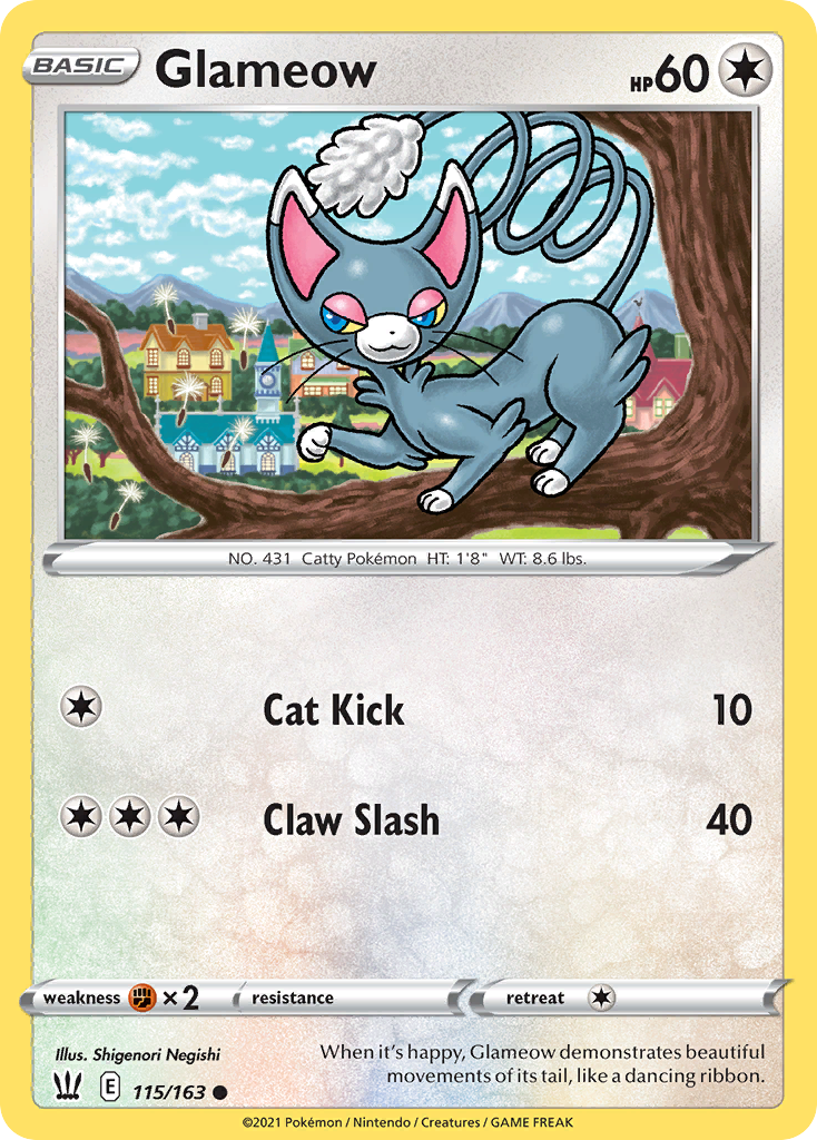 Glameow – Battle Styles 115/163 Pokémon card