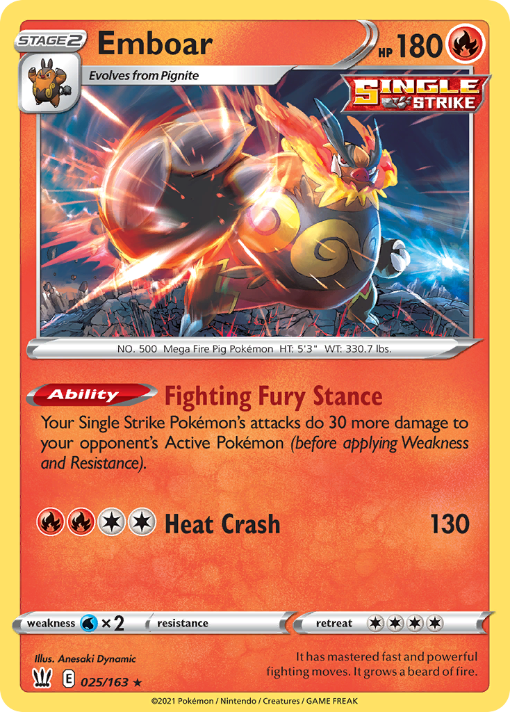 Emboar – Battle Styles 025/163 Pokémon card