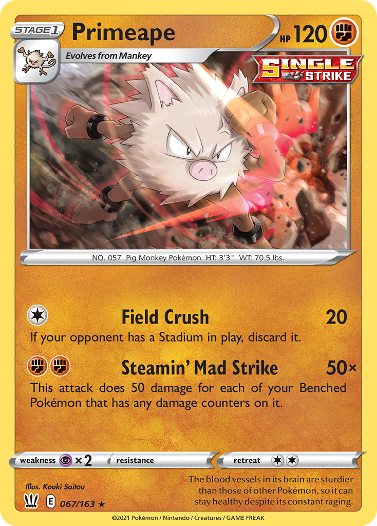 Primeape – Battle Styles 067/163 Pokémon card