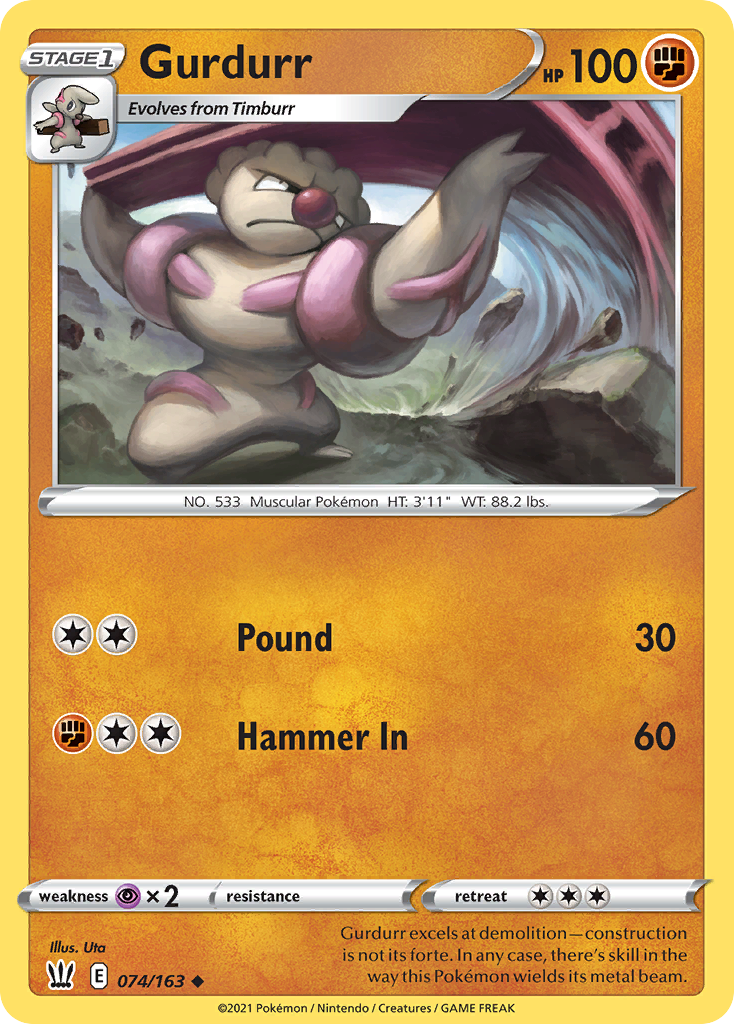 Gurdurr – Battle Styles 074/163 Pokémon card