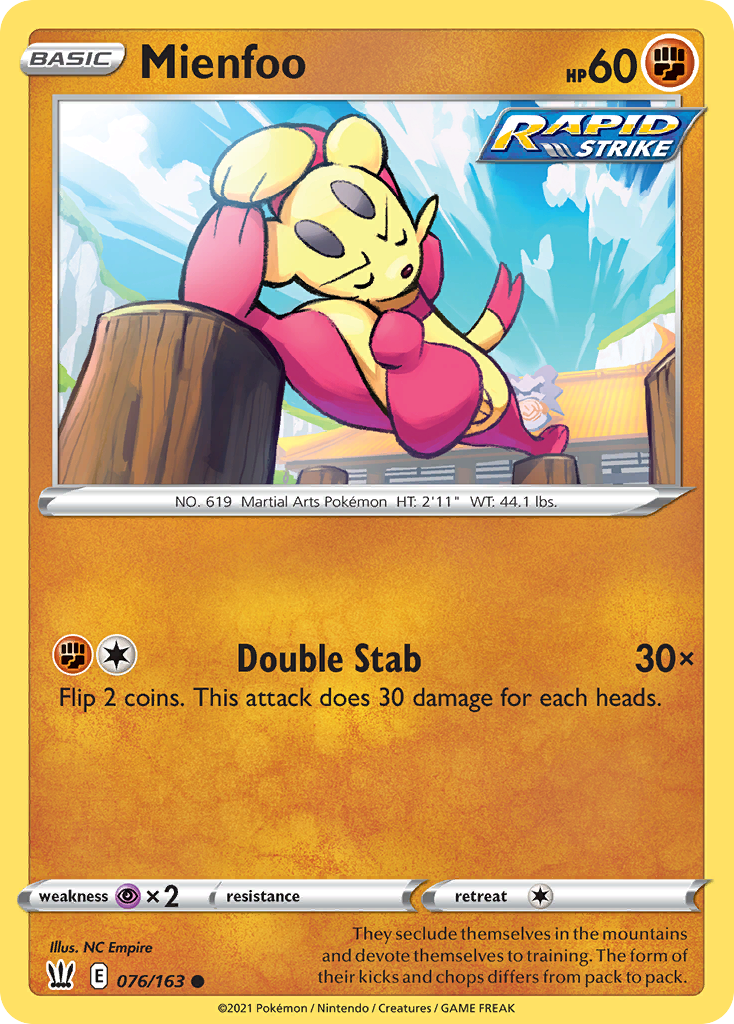 Mienfoo – Battle Styles 076/163 Pokémon card
