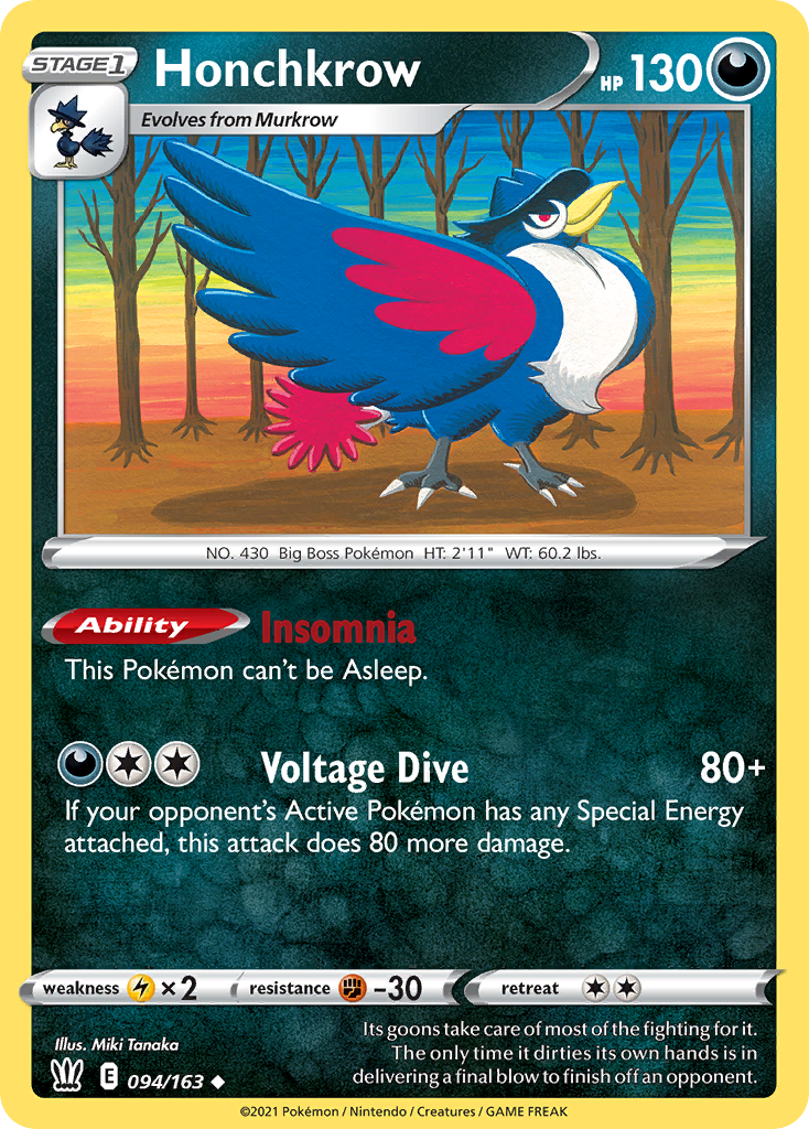 Honchkrow – Battle Styles 094/163 Pokémon card