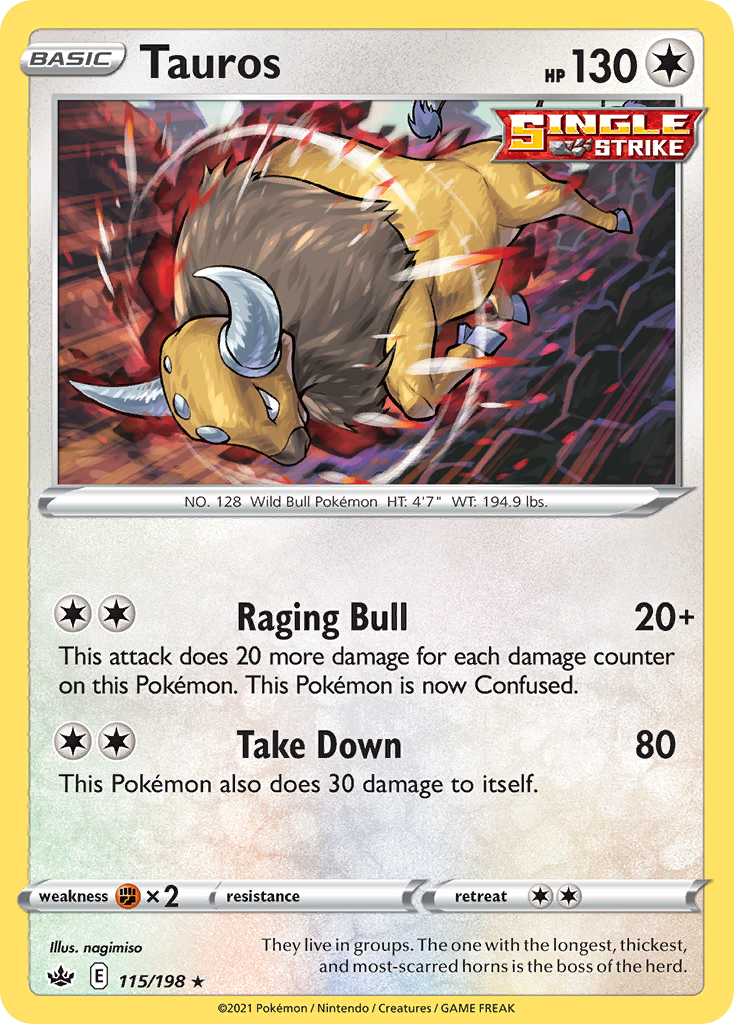 Tauros – Chilling Reign 115/198 Pokémon card