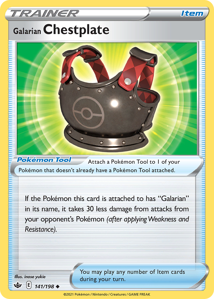 Galarian Chestplate – Chilling Reign 141/198 Pokémon card