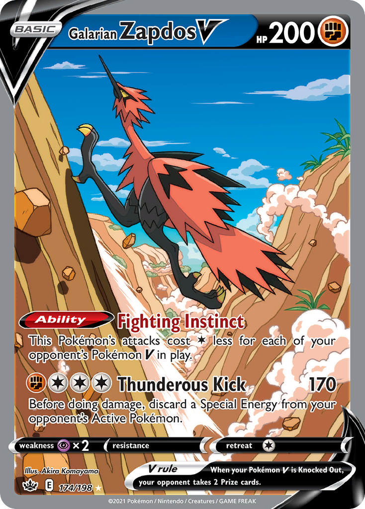 Galarian Zapdos V – Chilling Reign 174/198 Pokémon card