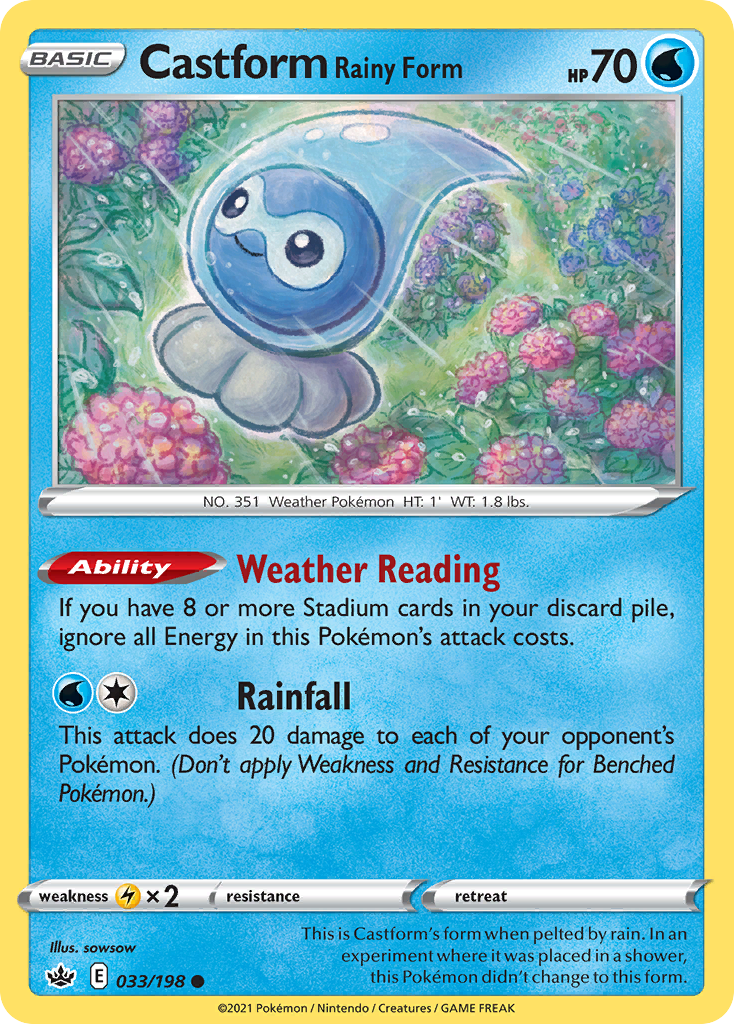 Castform Rainy Form – Chilling Reign 033/198 Pokémon card