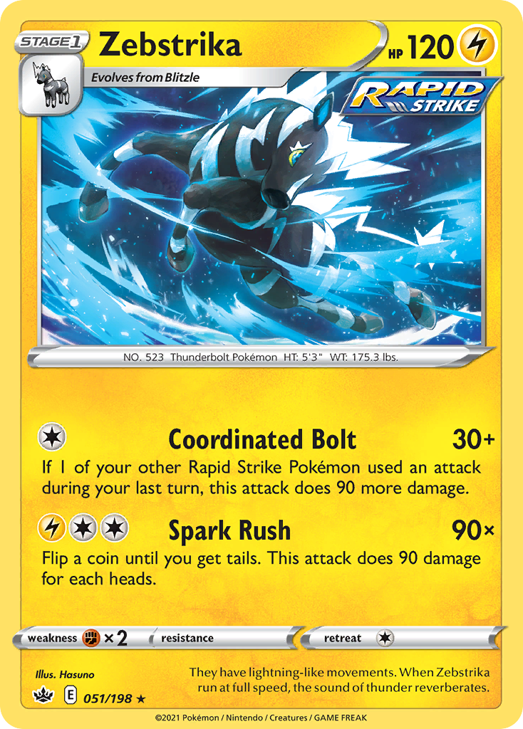 Zebstrika – Chilling Reign 051/198 Pokémon card