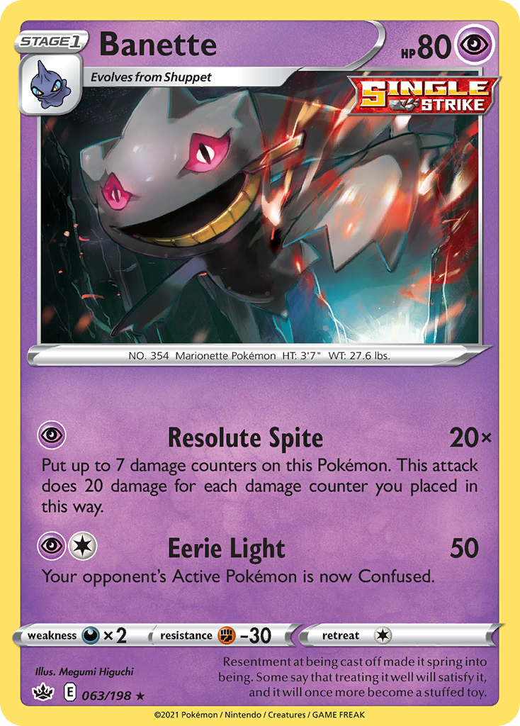 Banette – Chilling Reign 063/198 Pokémon card