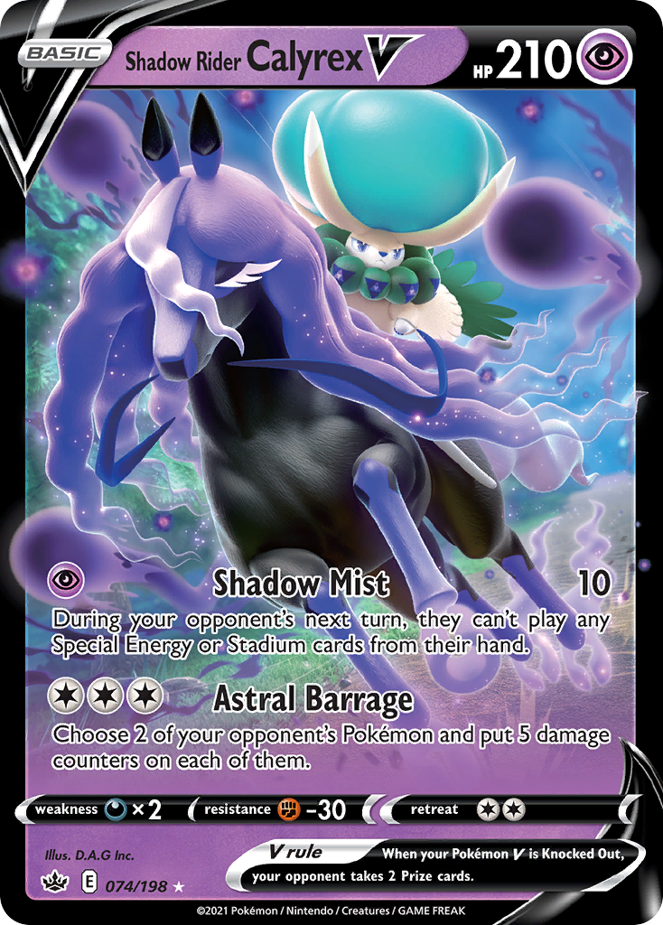 Shadow Rider Calyrex V – Chilling Reign 074/198 Pokémon card