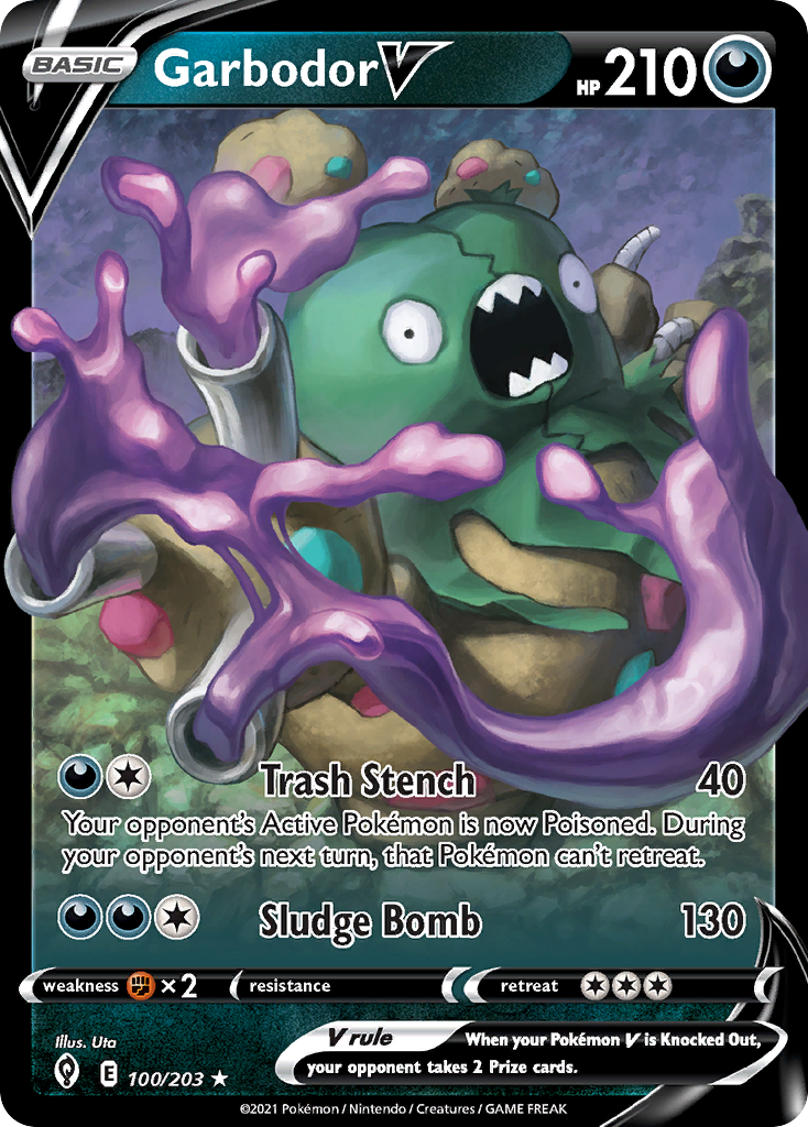 Garbodor V – Evolving Skies 100/203 Pokémon card