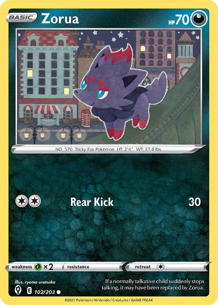 Zorua – Evolving Skies 102/203 Pokémon card