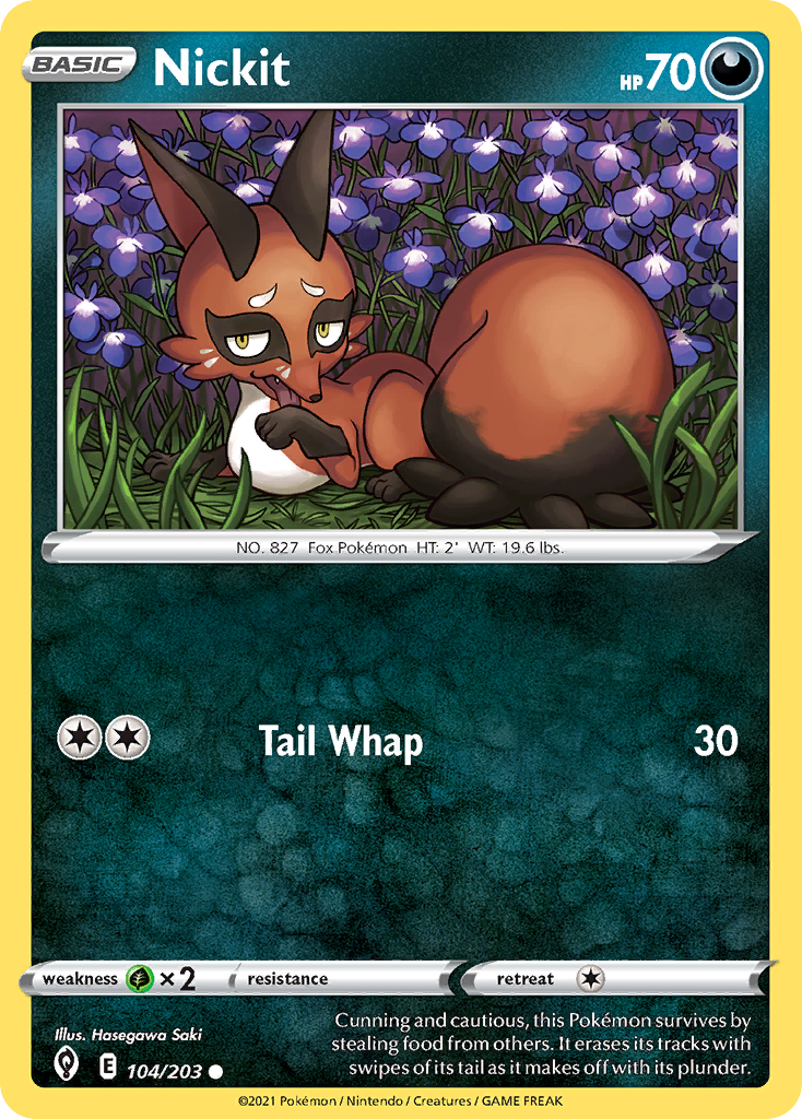 Nickit – Evolving Skies 104/203 Pokémon card