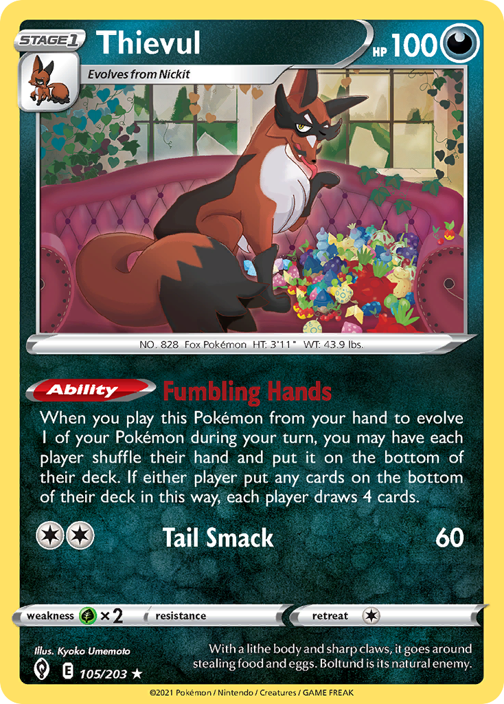 Thievul – Evolving Skies 105/203 Pokémon card