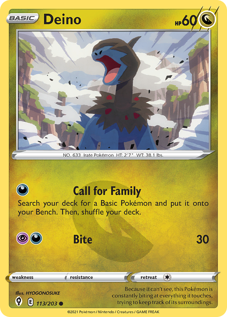 Deino – Evolving Skies 113/203 Pokémon card