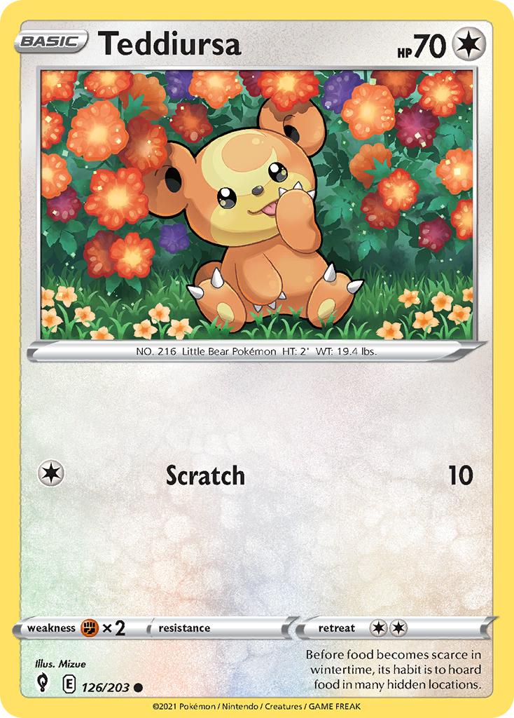 Teddiursa – Evolving Skies 126/203 Pokémon card