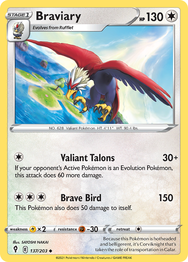Braviary – Evolving Skies 137/203 Pokémon card