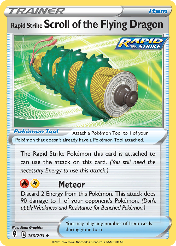 Rapid Strike Scroll of the Flying Dragon – Evolving Skies 153/203 Pokémon card