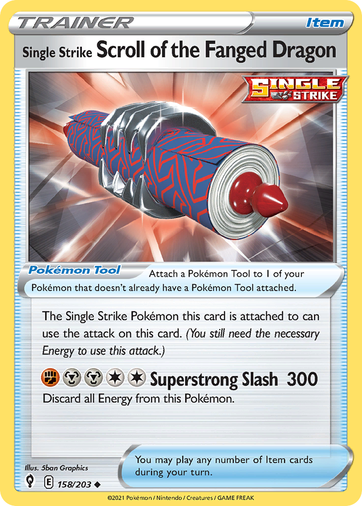 Single Strike Scroll of the Fanged Dragon – Evolving Skies 158/203 Pokémon card