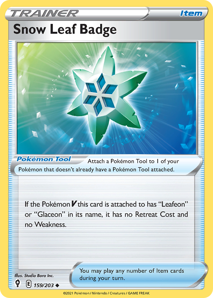 Snow Leaf Badge – Evolving Skies 159/203 Pokémon card