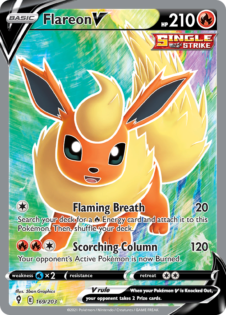Flareon V – Evolving Skies 169/203 Pokémon card
