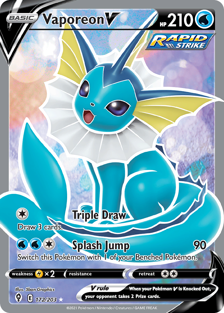 Vaporeon V – Evolving Skies 172/203 Pokémon card