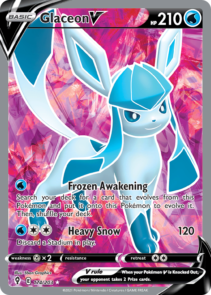 Glaceon V – Evolving Skies 174/203 Pokémon card
