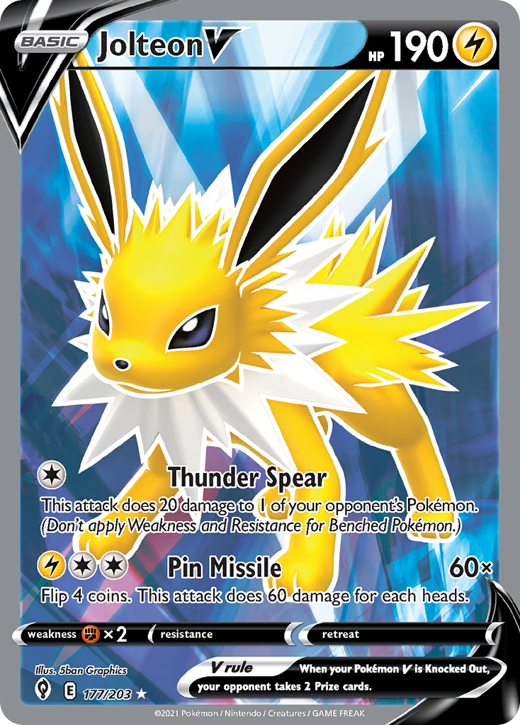 Jolteon V – Evolving Skies 177/203 Pokémon card