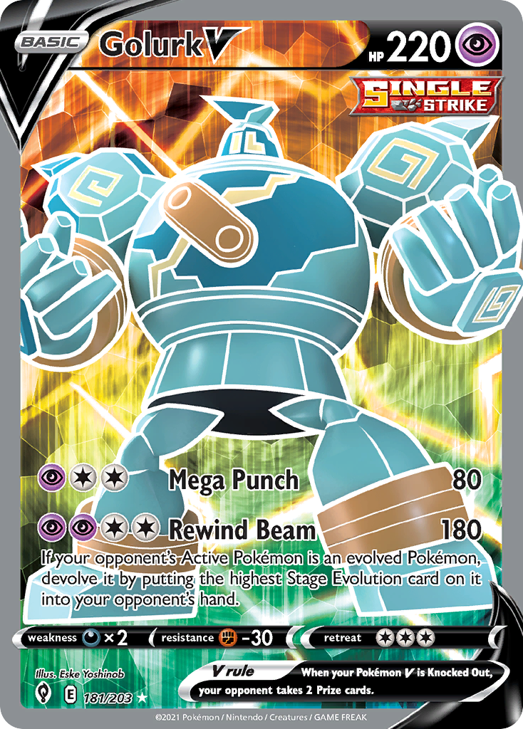Golurk V – Evolving Skies 181/203 Pokémon card
