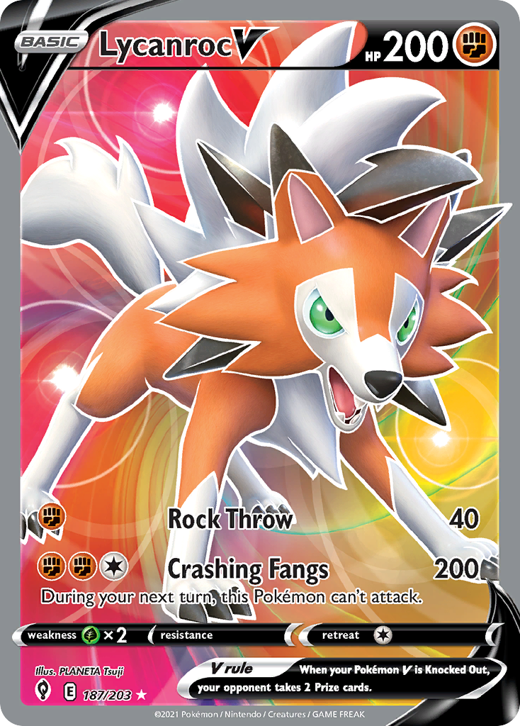 Lycanroc V – Evolving Skies 187/203 Pokémon card